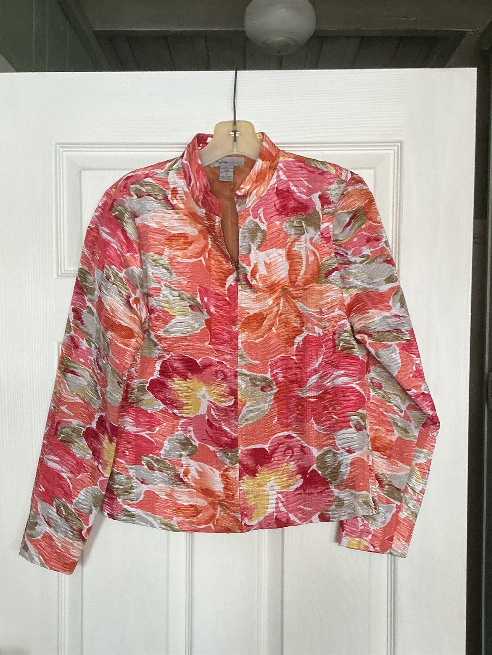 Floral Textured Stand-Collar Jacket